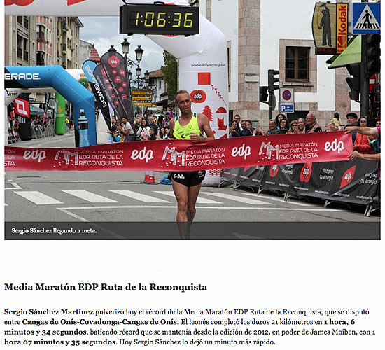 Sdergio Sánchez vencedor y nuevo record de la Media Maratón Ruta de la Reconquista 2018
